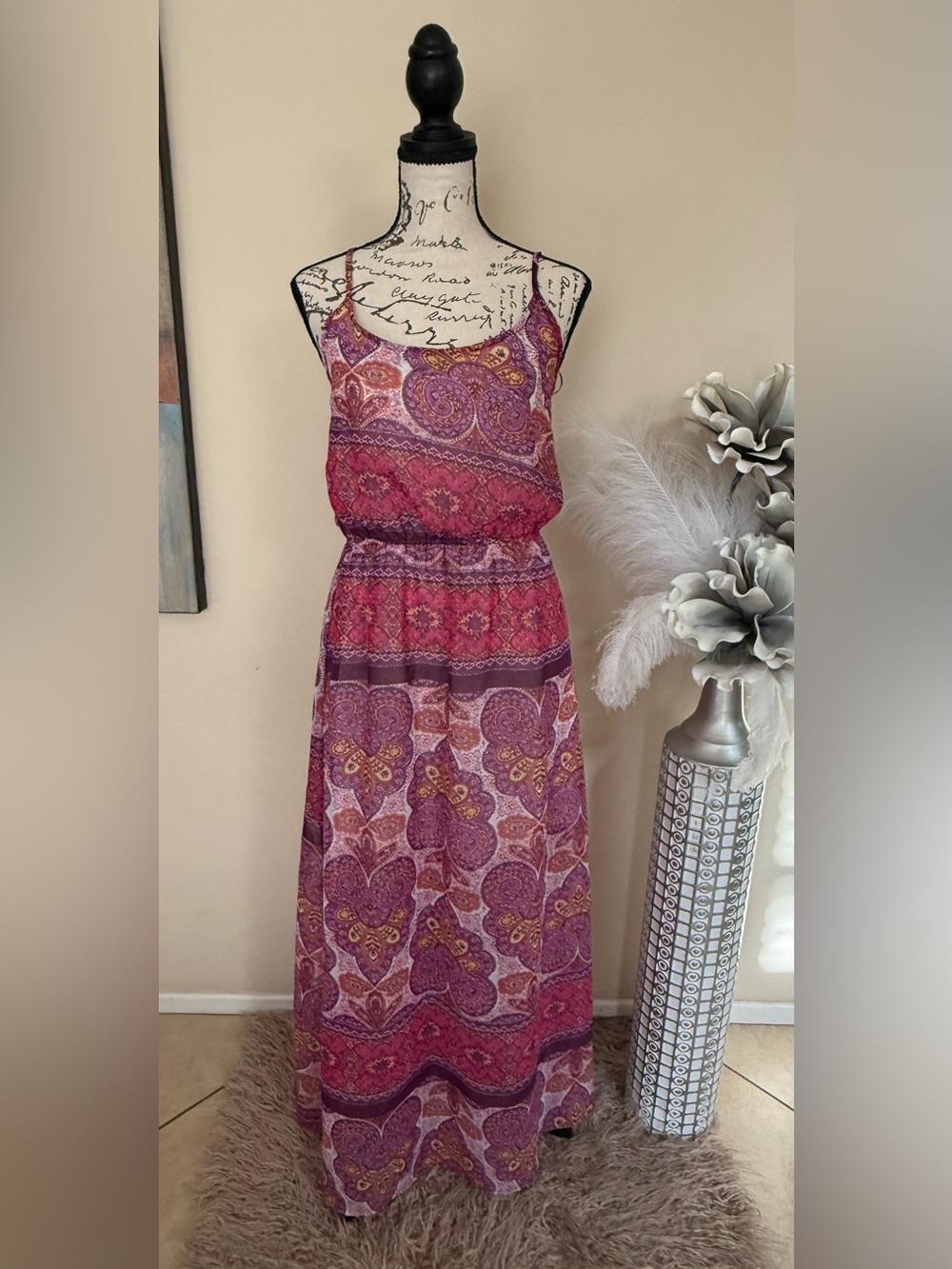 Ocean Drive Pink & Purple Paisley Maxi Dress